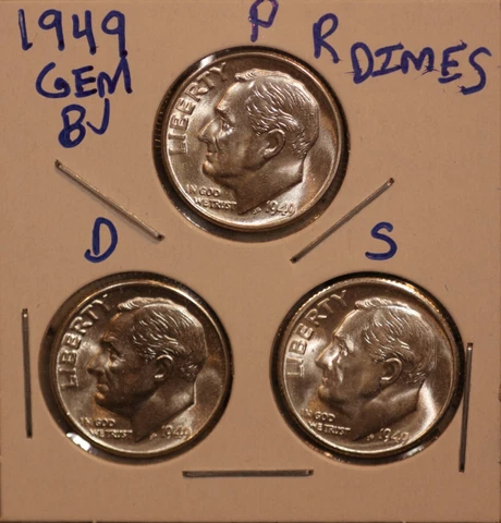 1949 P D S SILVER ROOSEVELT DIME GEM BU! KEY DATES 497410 Cover