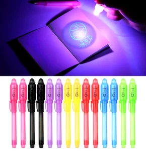 Pluma espía tinta invisible luz UV marcador mágico mensaje secreto bolígrafos nuevo Navidad divertido niño - Imagen 1 de 15