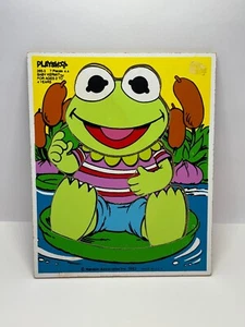 1983 Kermit The Frog Muppet Babies Wooden Frame Puzzle 7 Pieces *Free Shipping* - Picture 1 of 4