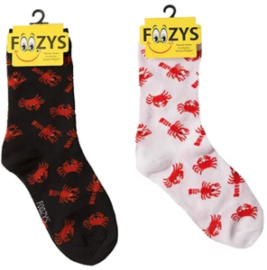 Lobsters & Crabs Seafood Marine Sea Cute Animal 2 Pairs Foozys Women's Socks  - Picture 1 of 1