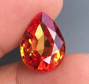 14.40 CTS Fiery Orange Sapphire Lab-Created Corundum | Rare! | Flame Fusion - Picture 1 of 5