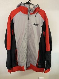 Vintage Nike Air Flight Coat Jacket Size X Large Red Gray Black Distressed