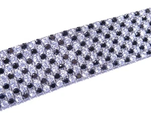 Juego de puntas circonitas blancas y negras de plata .925 para hombre 24,50 mm brillante pulsera 79,5 g - Imagen 1 de 6