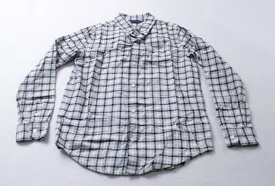 Camisa Janie & Jack para niño con cuello a cuadros manga larga abotonada EJ3 gris talla 8 Foto 1 de 3