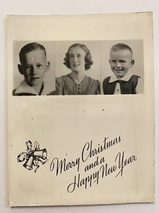 Tarjeta de felicitación con foto de feliz año nuevo feliz Navidad años 40 vintage C9 - Imagen 1 de 9