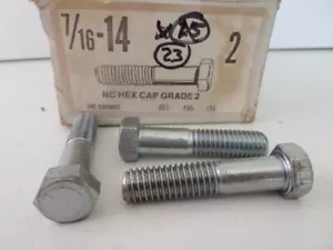 Lote de 23 tornillos de tapa hexagonal de zinc 7/16-14 x 2" NC grueso grado 2 - Imagen 1 de 3