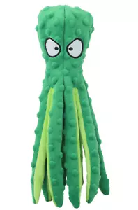 Dog Plush Toy Octopus Crinkle and Squeaker No Stuffing Green 12" - Picture 1 of 2