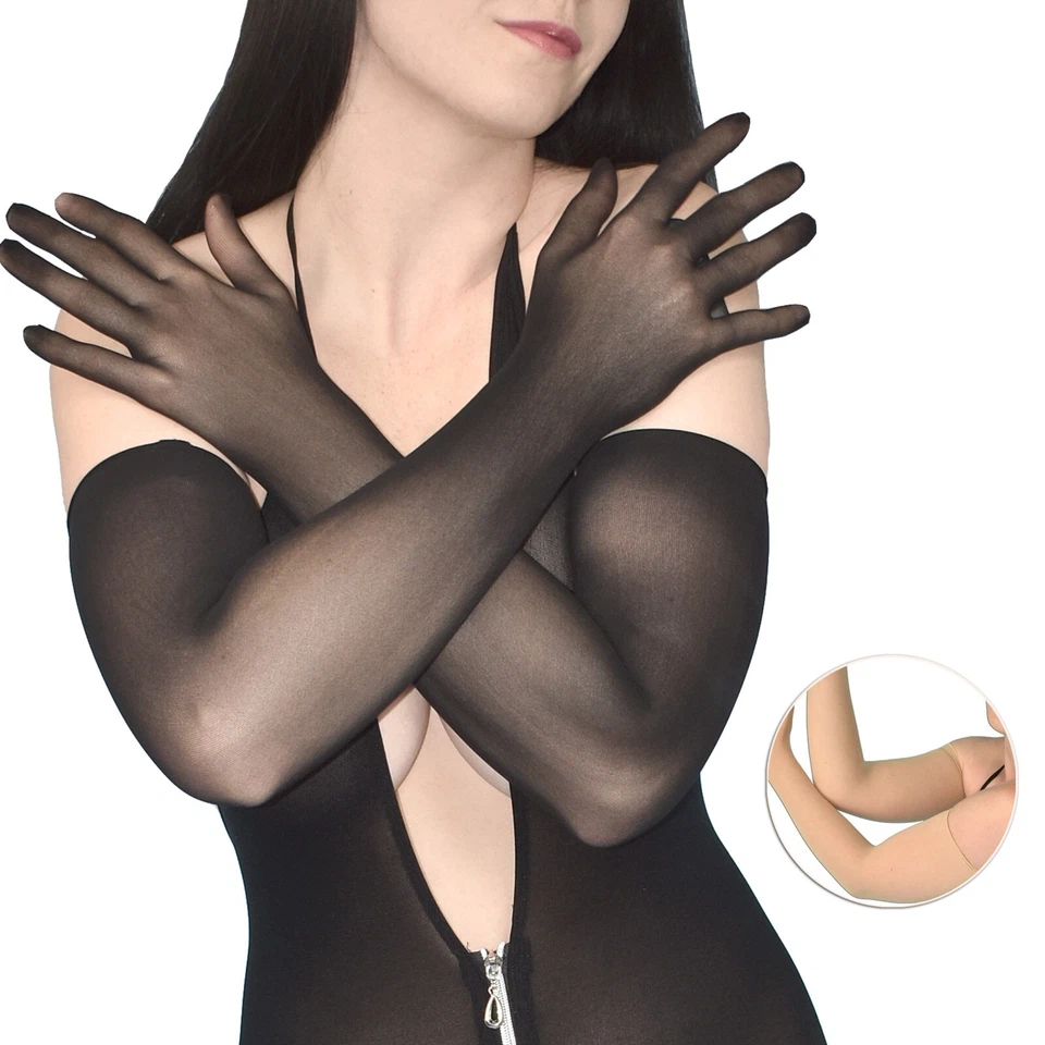 Dünne Nylon Handschuhe* Strumpfhosen gloves * transparente Armstulpen stretchig - Bild 1 von 2