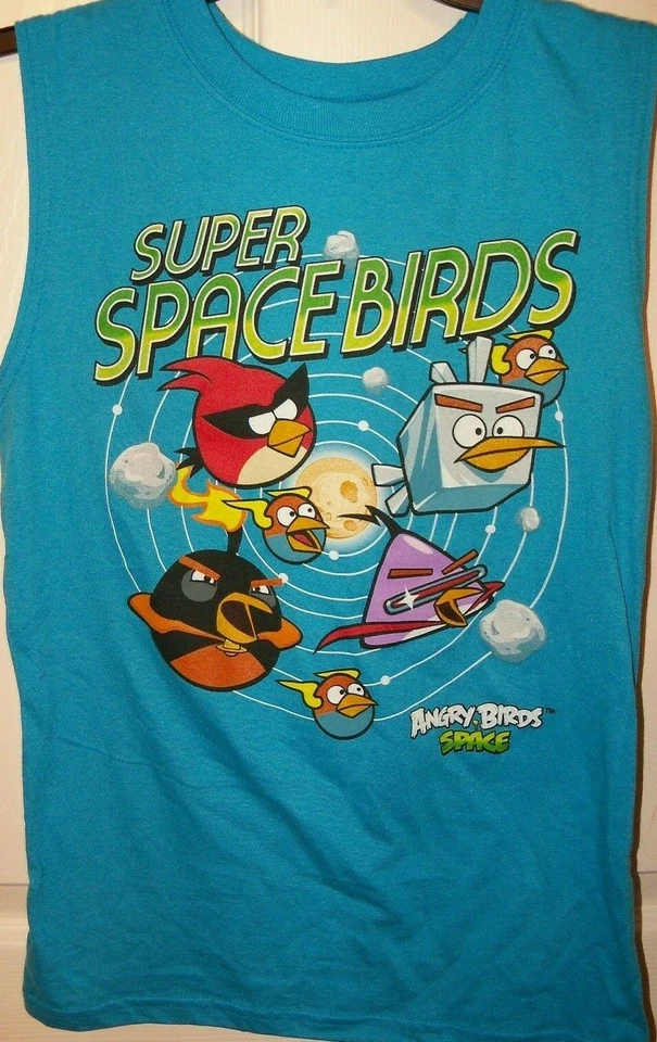 Camisa Space Angry Birds Azul Sin Mangas Niños Talla 14/16 Grande Nueva Con Etiquetas           Foto 1 de 1