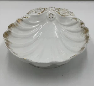 Vintage Rosenthal & Co. Gold Trimmed Porcelain Scallop Shell Dish 9" Diam. - Picture 1 of 9