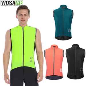 WOSAWE Men Cycling Windproof Vest MTB Bike Breathable Coat Lightweight Sport Top - Picture 1 of 22