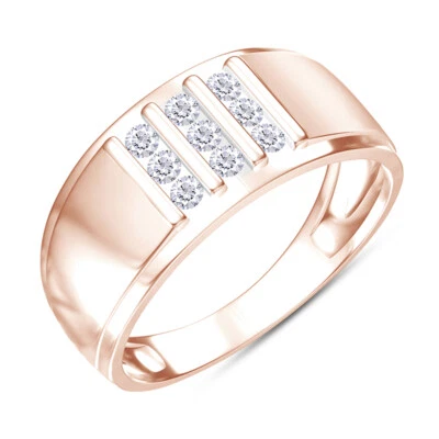 1/4ct Natural Round Diamond Three Row Engagement Ring 14K Solid Rose Gold - Image 1 of 4