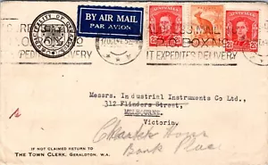 AUSTRALIEN 1944 POST OFFIZIELLER LUFTPOSTBRIEF MEHRFACHFRANKATUR ADDR MELBOURNE CANC - Bild 1 von 2