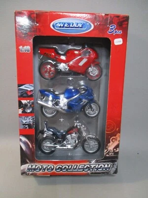 LG2548 WELLY 19660-3G 1/18 1:18 Coffret Moto Collection Honda Triumph - Photo 1/4