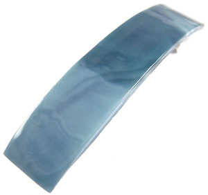 Stained GLASS BARRETTE Large 3.5" 90mm Soft BLUE Marine Gray Swirls Hair Clip