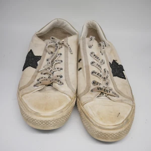 Havana Kids Alive Black Sparkle Star White Gold Sneakers Size 8 - Foto 1 di 11