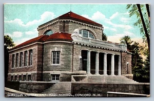 Cartolina Concord New Hampshire Sheldon Library St Paul School c1910 non pubblicata - Foto 1 di 2