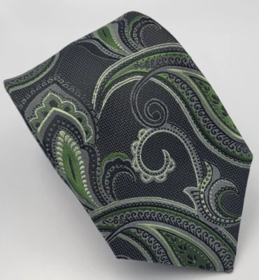 Corbata de seda Bergamo New York gris verde cachemira floral para hombre 57 x 3,1/8 Foto 1 de 4