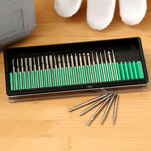 Juego de 30 brocas de vidrio Diamond Bur de vástagos de 3 mm herramienta giratoria eléctrica de grabado - Imagen 1 de 10