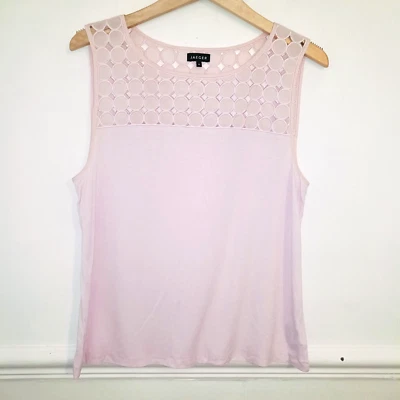 Top Jaeger Mujer Rosa Talla M UK 10 12 Retro Jersey Popover Informal Verano Primavera Foto 1 de 4
