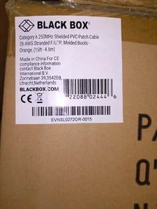 BLACK BOX EVNSL0272OR-0015, CAT6 250-MHz Stranded Ethernet DATA ORANGE 15' - Picture 1 of 2