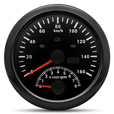85mm Black GPS Speedometer 160km/h with Tachometer Waterproof for Boat Car Truck - Image 1 of 4