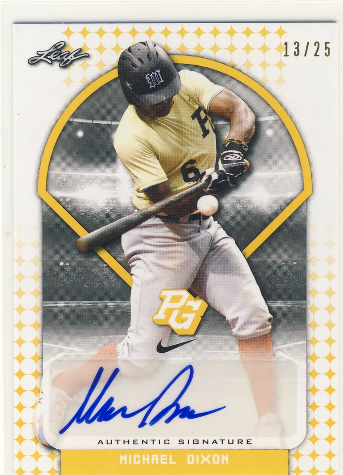 MICHAEL DIXON 2018 Leaf Perfect Game PG Yellow AUTO /25 UC SAN DIEGO - Image 1 of 1