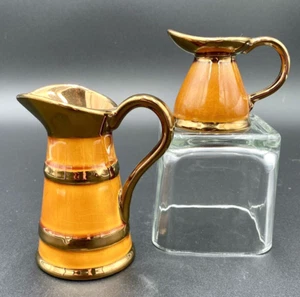 Pair - Vintage Lord Nelson Pottery Copper and Caramel Enamel Pitchers (1968-70) - Picture 1 of 14