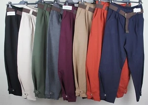 REDUCED LAST FEW LEFT - LADIES PLAIN COMFY ELASTICATED WAISTBAND TROUSERS - Picture 1 of 10