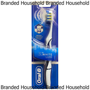 ORAL B 3D WHITE LUXE  BATTERY POWERED VIBRATES MANUAL TOOTHBRUSH EXTRA SOFT BLUE