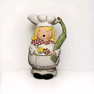 VINTAGE kitchen bistro CHEF Pitcher -Female Chef figure CERAMIC PITCHER 11" h - Picture 1 of 9