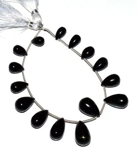 Star Diopside Gem The Black Star of India 10x5 to 16x9mm Size Teardrop Beads 7" - Picture 1 of 3