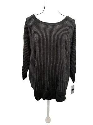 NEW$80/CHARTER CLUB/WOMAN/PLUS 2X/BLACK/SILVER/METALLIC/SWEATER/ACRYLIC/ - Image 1 of 4