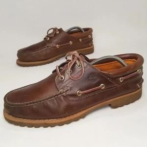 Vtg Timberland Heritage 3-Eye Classic Boat Shoes Men's size 11.5 W Brown Leather - Picture 1 of 14