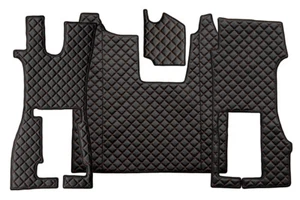 COPPIA TAPPETI + COPRICOFANO ECOPELLE NERO ROSSO PER SCANIA R 2017> PNEUMATICO - Imagen 1 de 5