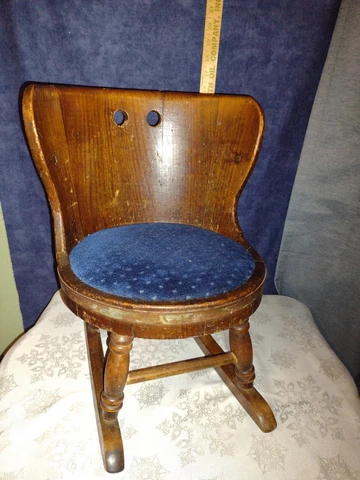 Antique Vintage Hand Crafted Child's Rocking Chair Barrel Form 18x16x21" Cover
