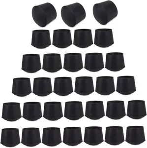 32 PCS 7/8 inch Round Chair Leg Tips Caps, CBTONE Anti-Slip Black Rubber Table - Picture 1 of 8