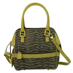 Bolso de Hombro FENDI Patrón Cebra Lona 2 Vías Marrón Dorado - Imagen 1 de 10