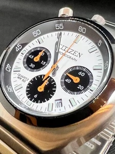 Citizen Collection AN3660-81A Record Label Tsuno Chrono White Silver Mens Watch - Picture 1 of 8