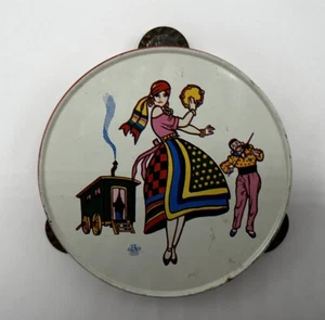 Vintage Metal Tambourine Toy 6" Round, 1950s US Metal Toy Mfg. Co. - Antique - Picture 1 of 2