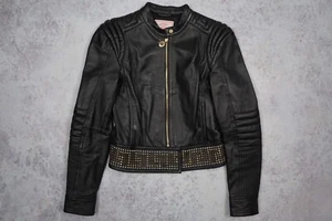 Versace for H&M giacca da motociclista donna in pelle con borchie nera taglia US 4 EU 34 (1) - Foto 1 di 9