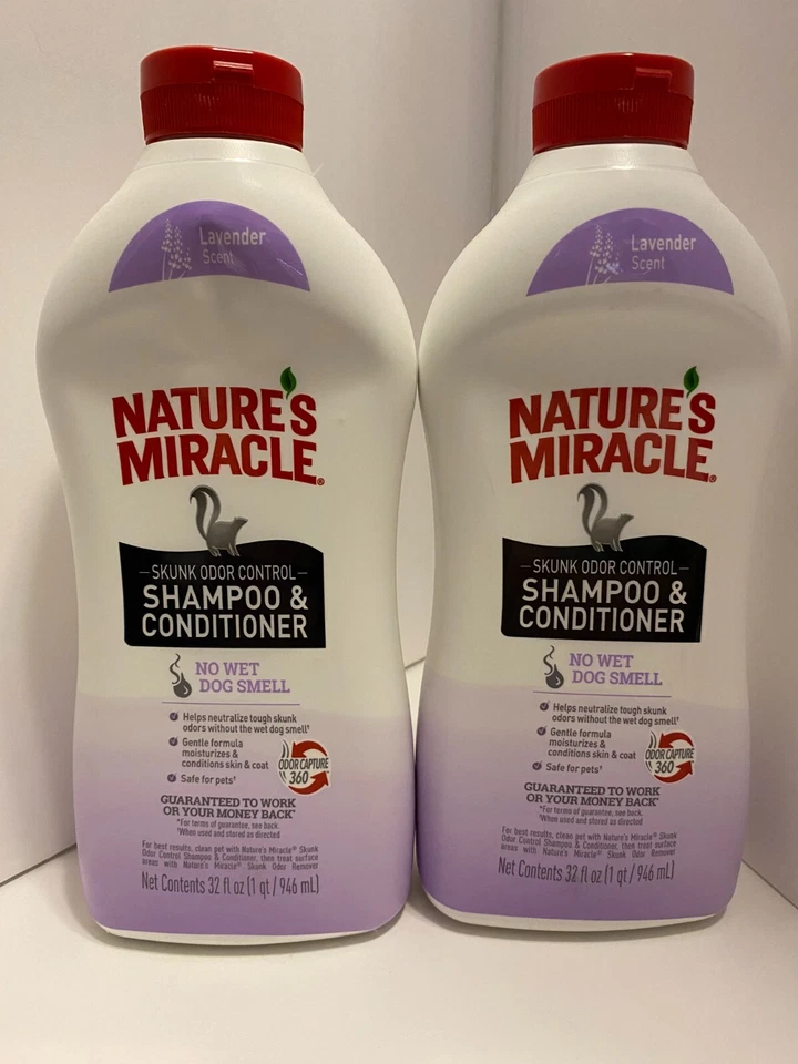 Nature's Miracle/Control de olores Skunk/Champú/Acondicionador de lavanda/32 oz/2 paquetes Foto 1 de 2