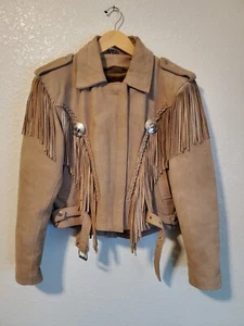 Antelope Creek Leather Brown Motorcycle Fringed Riding Jacket Size Women's XL - Picture 1 of 8
