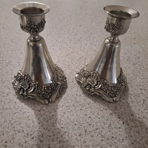 Vintage Set of 2 Royal Selangor  Pewter Candlestick Holders 11cms tall - Picture 1 of 6