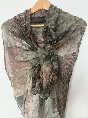 Lot of 3 Womens Scarf Sheer Chiffon Animal Print Leopard Black Brown Green Mauve - Image 1 of 4