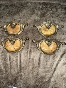 Antique Keeler waterfall handles pulls bakelite & Brass shell design Set Of 4 - Picture 1 of 6