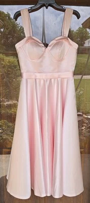 Hebeos Custom Dress with Princess Straps - Tea Length -  Soft Pink - Image 1 of 4