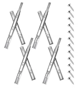 16 inch Drawer Slides 4 Pairs (8pcs) Soft Self &#x200E;16inch-400mm, Silver  - Picture 1 of 3