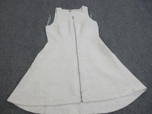 Leifsdottir Dress Womens 14 White Textured Floral Jacquard Sleeveless Zip Lined - Picture 1 of 15