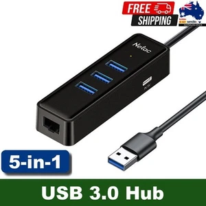 Netac 5-in-1 USB 3.0 Hub with 1000Mbps Gigabit RJ45 & Type-C Power Supply - Picture 1 of 13